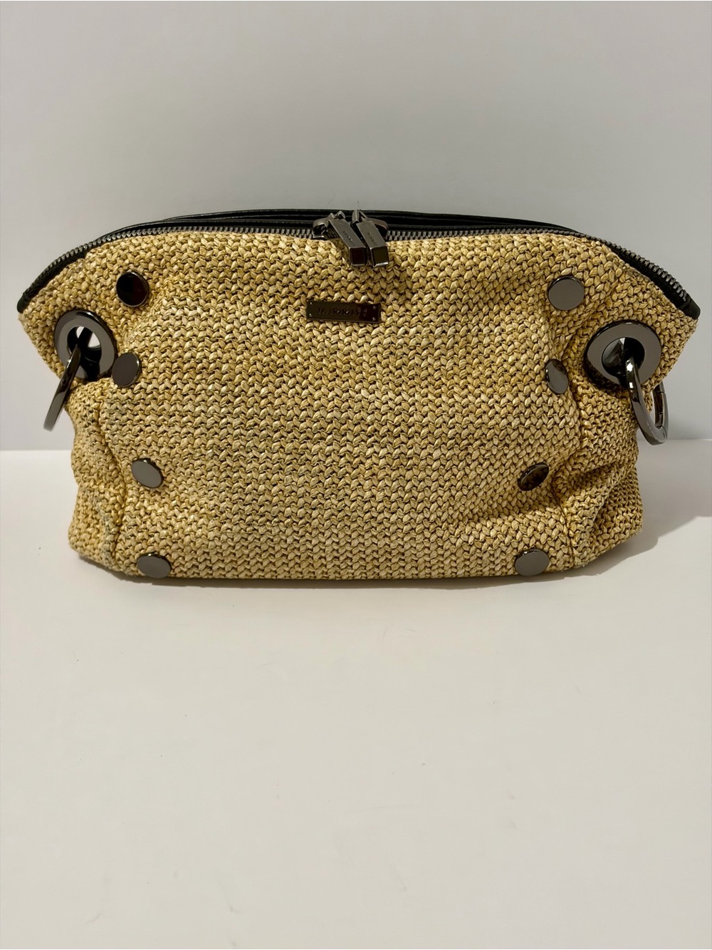 Hammitt Daniel Crossbody Clutch in Chaparral Raffia and gunmetal hardware - Picture 9 of 12